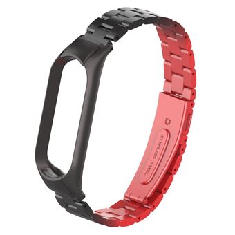 Bracelete de Aço Inoxidável HSMY Magnética para Xiaomi Mi Band 4/ 3 - Preto&Vermelho - 1