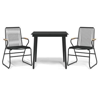 Conjunto de Jantar para Jardim vidaXL | 3 Peças | vime PVC preto - 1