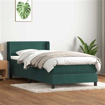 Cama com molas/colchão vidaXL |  verde-escuro 80x220 cm | veludo - 1