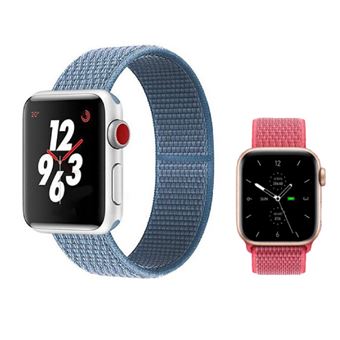 Kit 2x Bracelete Nylon Gift4Me para Apple Watch Series 5 - 44mm | Azul / Rosa - 1