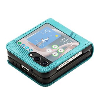 Capa FOXDOCK para Samsung Galaxy Z Flip 7 | Pele | Flip | 3 Compartimentos para Cartões | Verde - 1