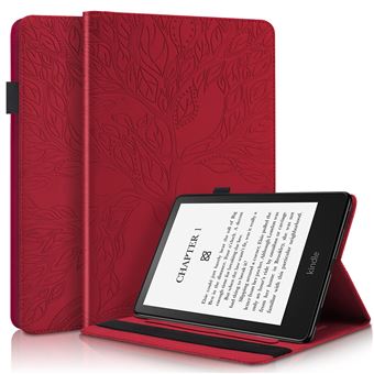 Capa Flip FOXDOCK para Kindle paperwhite 7 2024 | Textura em Relevo | Compartimento para Cartão | Vermelho - 1