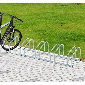 Suporte de Estacionamento HOMCOM para 5 Bicicletas Aço Prateado 130 x 33 x 27 cm - 1