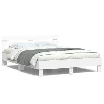Estrutura de cama com cabeceira e luzes LED vidaXL | 140x190 cm | branco - 1