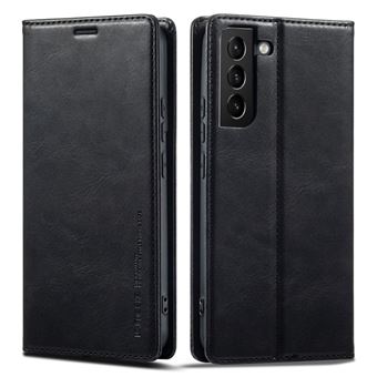 Capa PU fechamento automático magnético, função de bloqueio RFID, à prova de queda com apoio Magunivers para Samsung Galaxy S21 5G/4G - preto - 1
