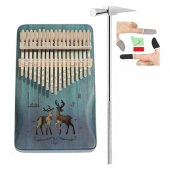 Piano CO-Phénix Kalimba Thumb Piano com Martelo para Amantes de Música,Iniciantes e Crianças | Mogno de Madeira Mogno | 17 Teclas - Azul Degradê - 1