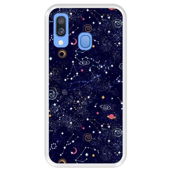 Capa Tpu Hapdey para Samsung Galaxy A40 2019 | Design Padrão de Constelação | Galáxia - Transparente