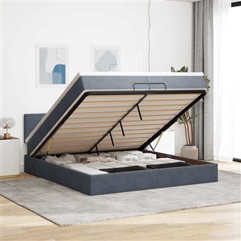Estrutura de cama otomana com colchão vidaXL | 200x200cm | cinzento escuro - 1