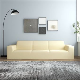 Capa de sofá elástica vidaXL jersey | poliéster cor creme - 1