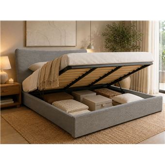 Cama de Casal Ideia Home Design Dance | Estrado Elevatório | 200×180 cm | Cinza - 1