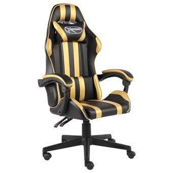 Cadeira Gaming vidaXL couro artificial preto e dourado - 1