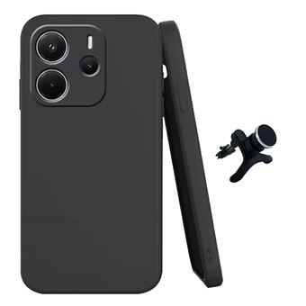 Kit Suporte Magnético Reforçado + Capa Silicone Líquido Phonecare para Xiaomi Redmi Note 14 5G | Preto - 1