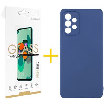 Conjunto skyhe 1 X Película de Vidro + Capa para Samsung Galaxy A52 5G | Silicone Líquido - Azul - 1