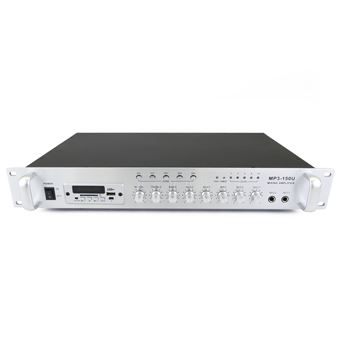 Amplificador de Som Profissional 150W BeMatik 110V 5 Zonas com Fm MP3 AUX MIC Rack