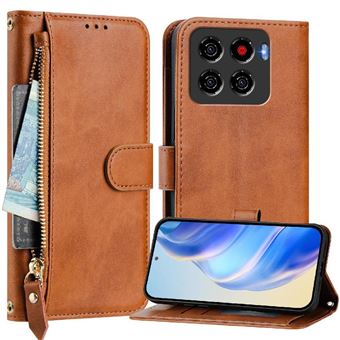 Capa Carteira ZURSANA para ZTE Blade A56 Pro | Suporte | Zíper | Proteção Anti-Impacto  | Castanho - 1