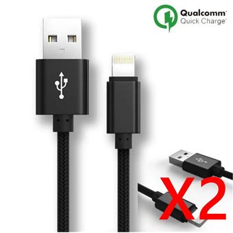 Kit Yiou para iPhone iPad | 2 Cabos USB Lightning | 1 m | Nylon - Preto - 1