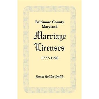 Baltimore County, Maryland Marriage Licenses, - 1
