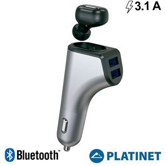Carregador Platinet para Carro Universal Entrada USB 3.1Amp 2XUSB +  Auricular Bluetooth - Carregador Isqueiro - Compra na