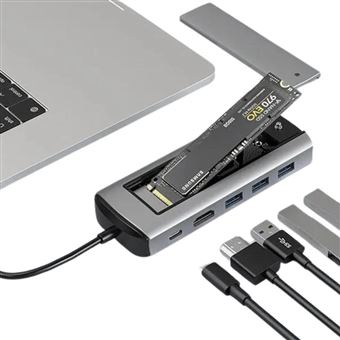 Hub Antiimpacto USB C Thunderbolt 3 ranhura SSD M.2 HDMI para Macbook Air 13 2023 - 1