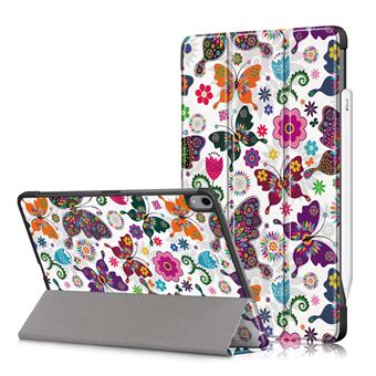 Capa Pu Magunivers | Impressão de Pele Tri-Dobra Borboleta e Flor para Apple Ipad 10.8 Inch/Air 4 10.8 Inch (2020) - 1