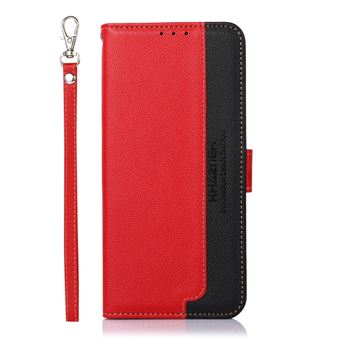 Capa Pu magunivers Função de Bloqueio Rfid | Textura de Lichia Vermelho para Samsung Galaxy S22 Ultra - 1