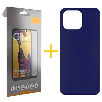 Pack 1 x Película de Vidro Temperado Full + Capa skyhe para Apple iPhone 14 Pro Max Silicone Liso - Azul - 1