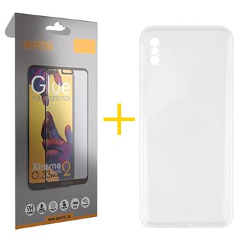 Pack 1 x Película de Vidro Temperado Full + Capa Accetel Apple iPhone X / XS Silicone Líquido - Transparente Clear - 1