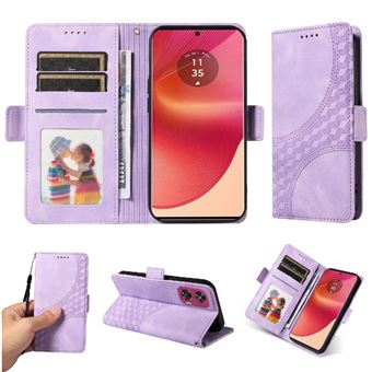 Capa FLOODKING para Motorola Edge 50 Fusion | Design Acolchoado | Couro PU Premium | Roxo - 1