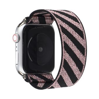 Bracelete de Nylon HSMY Elástico para Apple Watch Series 6/ SE/ 5/ 4 | 40 mm - Rosa&Preto -Tamanho S - 1