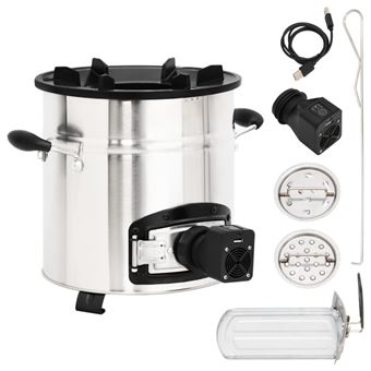 Fogão a lenha com ventilador USB vidaXL | 35,5x26x28 cm | Aço inoxidável prateado - 1