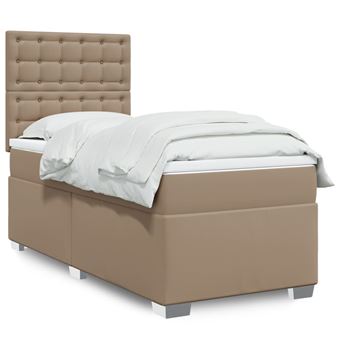 Cama com molas/colchão vidaXL | 100x200 cm | couro artificial cappuccino - 1