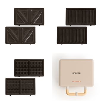 Sanduicheira Grill e Máquina de Waffles CREATE STONE STUDIO com Placas Intercambiáveis | Areia - 1