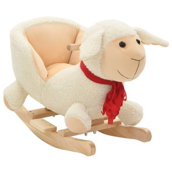 Cavalo de Baloiço vidaXL Ovelha em Peluche 60x32x50cm Branco - 1