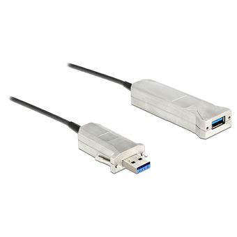 Cabo USB DeLOCK 20m USB3.0-A + USB Micro-B/USB3.0-A Preto e Prateado