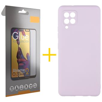 Conjunto skyhe 1 x Película de Vidro Full + Capa skyhe para Samsung Galaxy A42 5G Silicone Líquido - Roxo - 1
