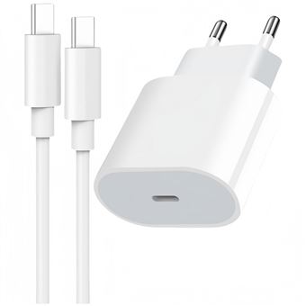 Kit V-REEL Carregador Type C 20W PD + 1m Cabo Type C - Type C para iPhone/iPad | Carregamento Rápido | Certificado MFi | 2 Kits | Branco - 1