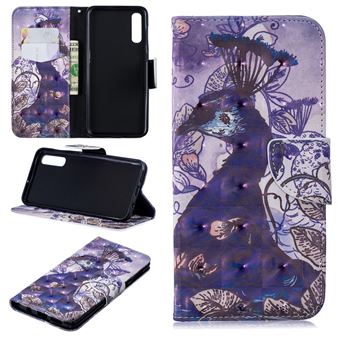 Capa PU Magunivers suporte para impressão de padrões pavão para Samsung Galaxy A50