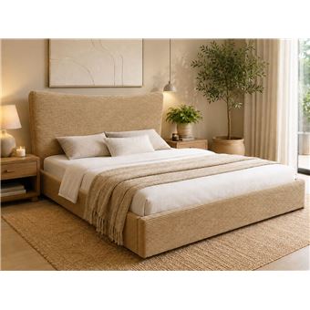 Cama de Casal Ideia Home Design Dance | Estrado Elevatório | 200×180 cm | Bege - 1