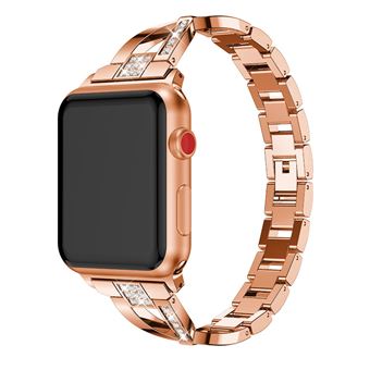Pulseira de Metal Diamantes Decor x Aço Inox Rosa Dourado para Apple Watch Series 3/2/1 38mm - 1