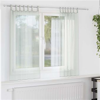 Cortinas de voile com laços vidaXL | 2 Peças | cinzento-claro 140x175 cm - 1