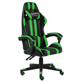 Cadeira Gaming vidaXL couro artificial preto e verde - 1