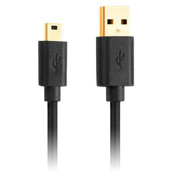 deleyCON 3m, USB2.0-A/USB2.0 Mini-B cabo USB USB A Mini-USB B Macho Preto - 1