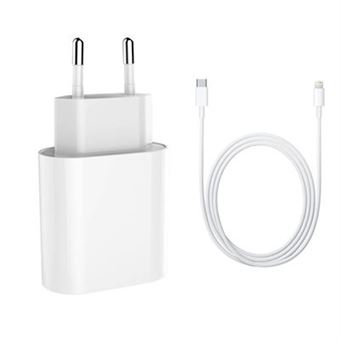 Carregador e Cabo Fast Charge PD 3.0 CO-Phénix para iPhone 12/13 | Tipo C - Lightning - Branco) - 1