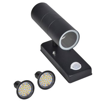 Candeeiro LED de parede forma cilindro com sensor vidaXL | aço preto - 1