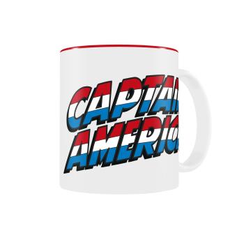 Caneca SD Toys Captain America Logo Branco Vermelho Marvel Comics