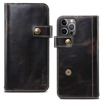 Capa de Couro Dourado Genuíno Suporte com fecho Magnético Preto para iPhone 13 Pro Max 6.7'' - 1