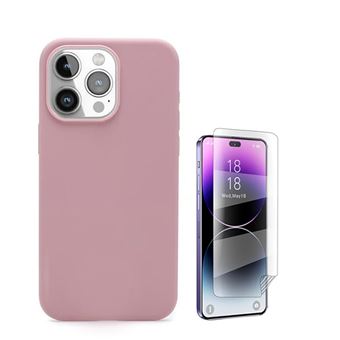 Kit Película Protectora de Hydrogel Frente + Capa Proteção Traseira Silicone GIFT4ME para Apple iPhone 16 Pro | Rosa - 1