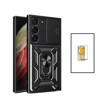 Kit Gift4Me Película de Vidro Temperado GorilasGlass + Capa de Proteção Militar Magnética Janela Deslizante para Samsung Galaxy S23 - Preto - 1