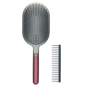 Escova + Pente de Dentes Largos Pritech EFL-155 | Cinzento + Roxo - 1