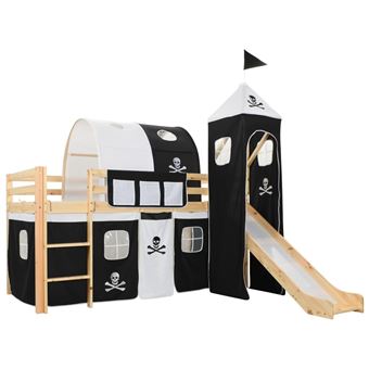 Estrutura de Cama Infantil vidaXL com Escorrega e Escada Pinho 97X208Cm - 1